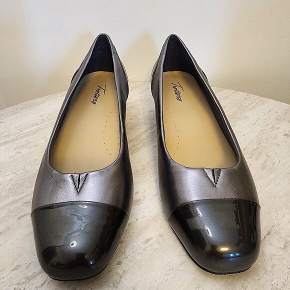 Trotters Daisy Pump Women's Shoes Taupe/ Pewter Size US 8.5 Block Heel - Picture 1 of 11